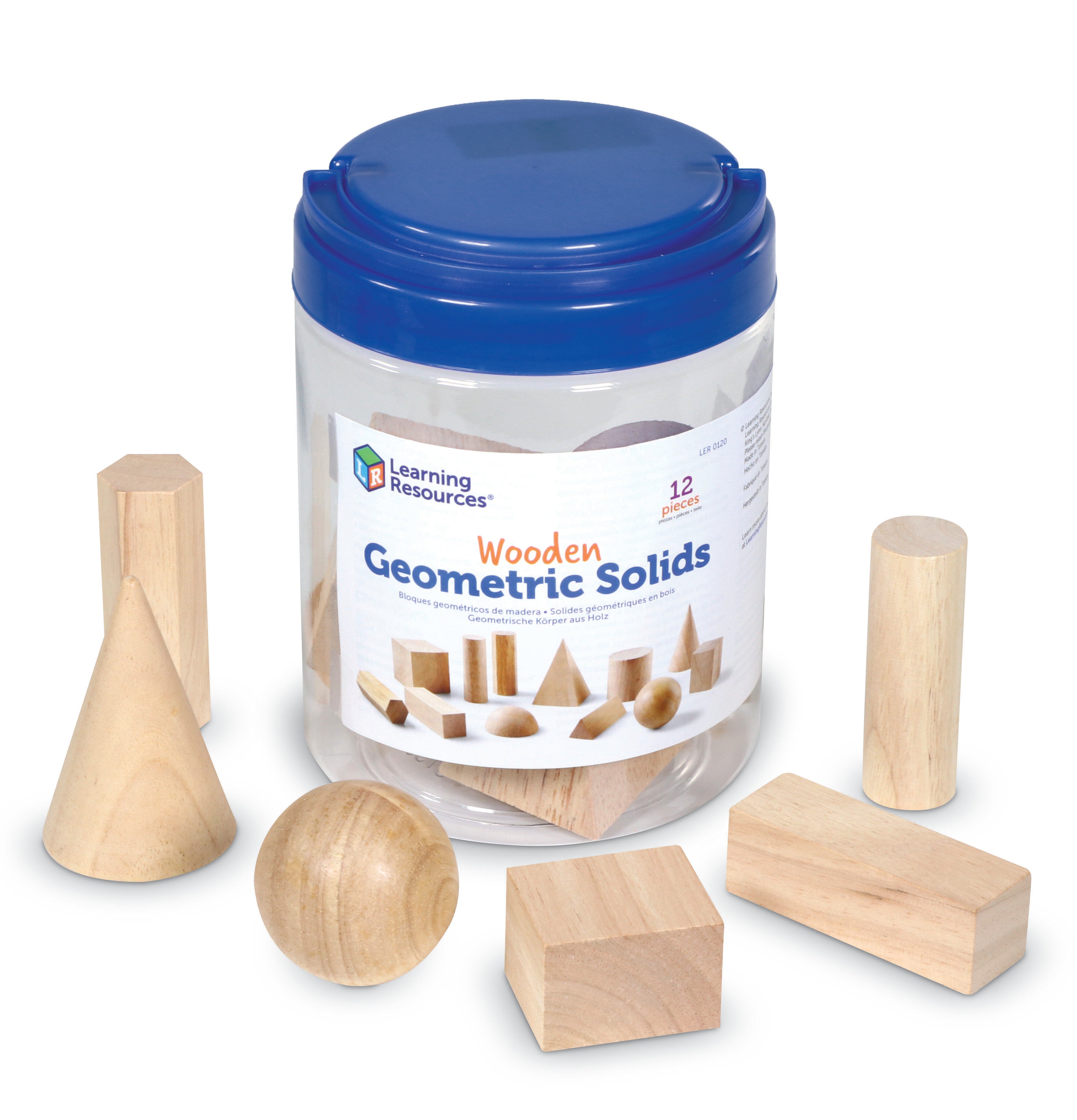 Learning Resources Wooden Geometric Solids, Set of 12 222570
